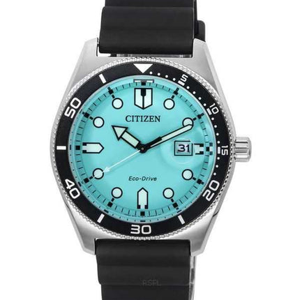 Orologio da uomo Citizen Eco-Drive cinturino in caucciù quadrante turchese AW1760-14X 100M