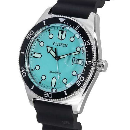 Orologio da uomo Citizen Eco-Drive cinturino in caucciù quadrante turchese AW1760-14X 100M