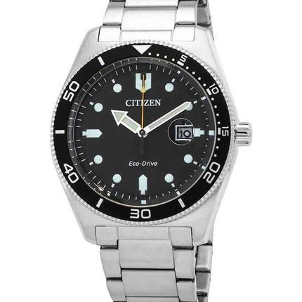 Orologio da uomo Citizen Core Collection Eco-Drive in acciaio inossidabile quadrante nero AW1760-81E 100M