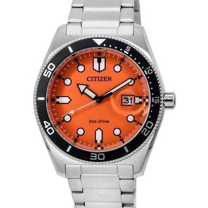Orologio da uomo Citizen Eco-Drive in acciaio inossidabile con quadrante arancione AW1760-81X 100M
