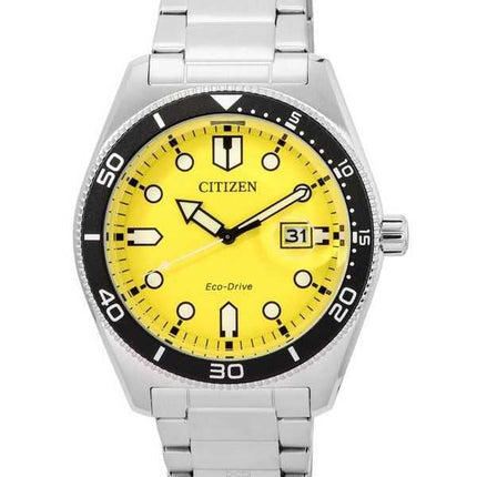 Orologio da uomo Citizen Sport Eco-Drive in acciaio inossidabile con quadrante giallo AW1760-81Z 100M