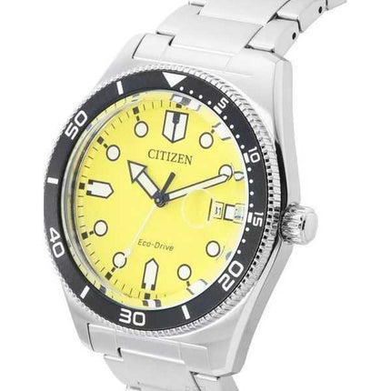 Orologio da uomo Citizen Sport Eco-Drive in acciaio inossidabile con quadrante giallo AW1760-81Z 100M