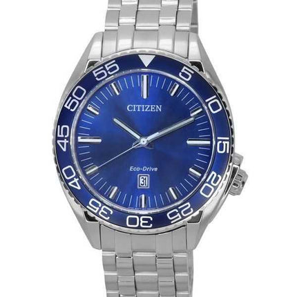 Orologio da uomo Citizen Carson in acciaio inossidabile con quadrante blu Eco-Drive AW1770-53L 100M