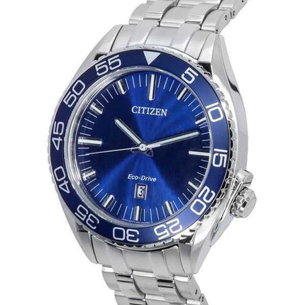 Orologio da uomo Citizen Carson in acciaio inossidabile con quadrante blu Eco-Drive AW1770-53L 100M