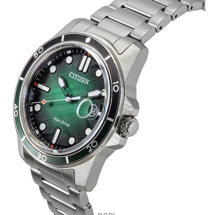 Orologio da uomo Citizen Marine Eco-Drive in acciaio inossidabile con quadrante verde AW1811-82X 100M
