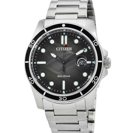 Orologio da uomo Citizen Marine in acciaio inossidabile con quadrante nero Eco-Drive AW1816-89E 100M