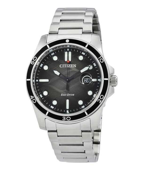 Orologio da uomo Citizen Marine in acciaio inossidabile con quadrante nero Eco-Drive AW1816-89E 100M