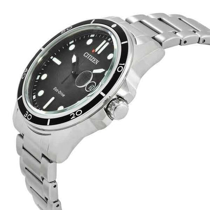 Orologio da uomo Citizen Marine in acciaio inossidabile con quadrante nero Eco-Drive AW1816-89E 100M
