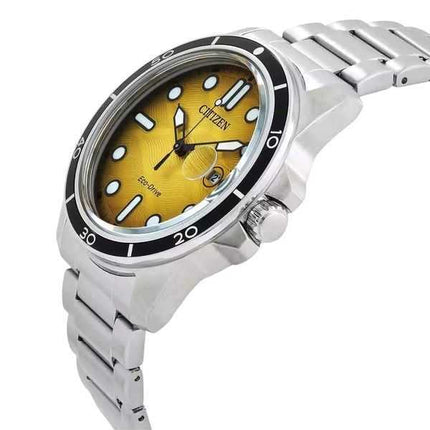 Orologio da uomo Citizen Marine in acciaio inossidabile con quadrante giallo Eco-Drive AW1816-89X 100M