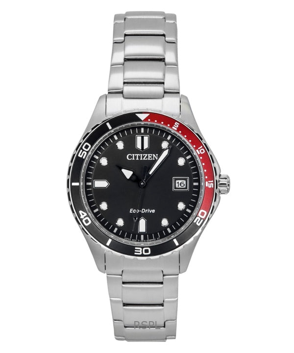 Orologio unisex Citizen Eco-Drive in acciaio inossidabile con quadrante nero AW1820-81E 100M