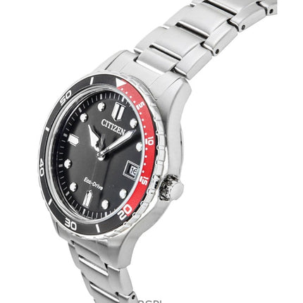 Orologio unisex Citizen Eco-Drive in acciaio inossidabile con quadrante nero AW1820-81E 100M