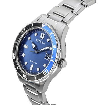 Orologio unisex Citizen Eco-Drive in acciaio inossidabile con quadrante blu AW1821-89L 100M
