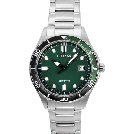 Orologio unisex Citizen Eco-Drive in acciaio inossidabile con quadrante verde AW1828-80X 100M