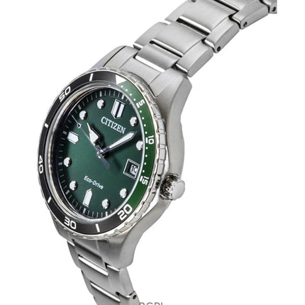 Orologio unisex Citizen Eco-Drive in acciaio inossidabile con quadrante verde AW1828-80X 100M