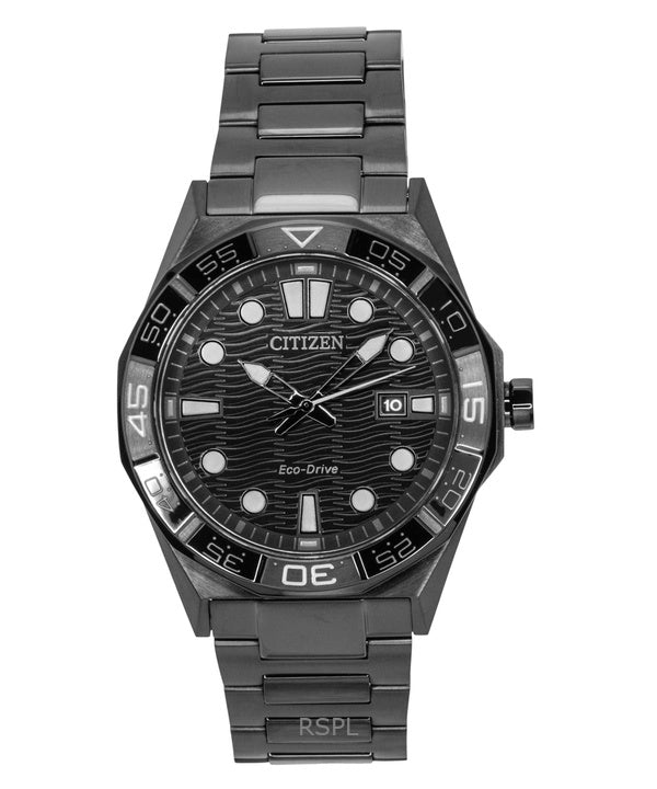 Orologio da uomo Citizen Brycen in acciaio inossidabile con quadrante nero Eco-Drive AW1855-52E 100M