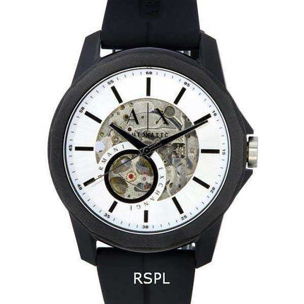 Orologio da uomo automatico AX1726 con quadrante scheletrato con cinturino in silicone nero Armani Exchange