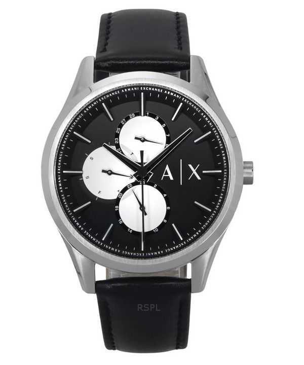 Orologio da uomo Armani Exchange multifunzione con cinturino in pelle e quadrante nero al quarzo AX1872