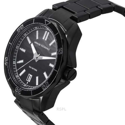Orologio da uomo Armani Exchange in acciaio inossidabile nero con quadrante grigio al quarzo AX1952 100M