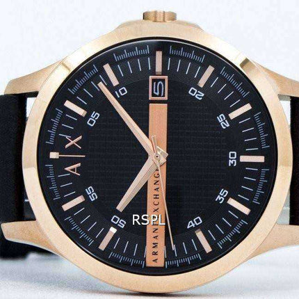 Orologio da uomo Armani Exchange in oro rosa con quadrante nero con cinturino in pelle AX2129