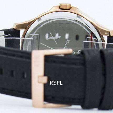 Orologio da uomo Armani Exchange in oro rosa con quadrante nero con cinturino in pelle AX2129
