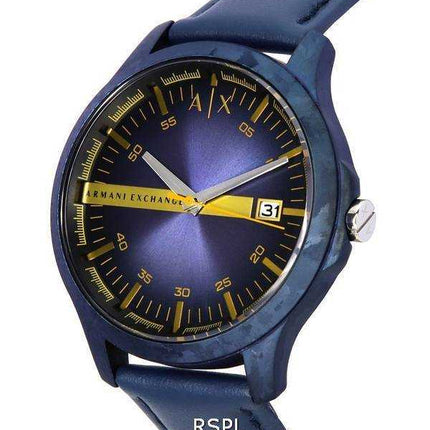 Orologio da uomo Armani Exchange Hampton cinturino in pelle quadrante blu quarzo AX2442
