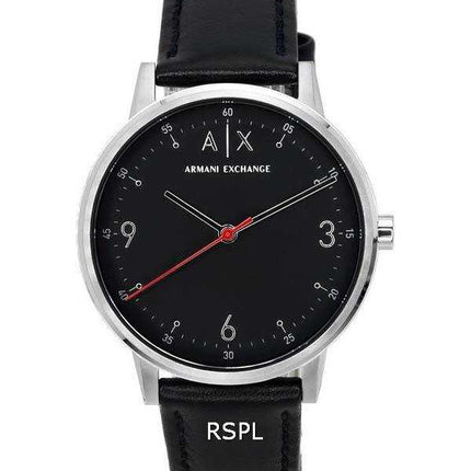 Orologio da uomo Armani Exchange Cayde con cinturino in pelle quadrante nero al quarzo AX2739