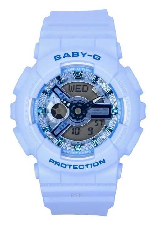 Casio Baby-G Analog Digitale Cinturino in Resina Blu Quadrante Blu Quarzo BA-110YK-2A 100M Orologio da Donna
