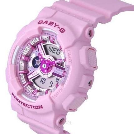 Casio Baby-G Analog Digitale Cinturino in Resina Rosa Quadrante Rosa Quarzo BA-110YK-4A 100M Orologio da Donna