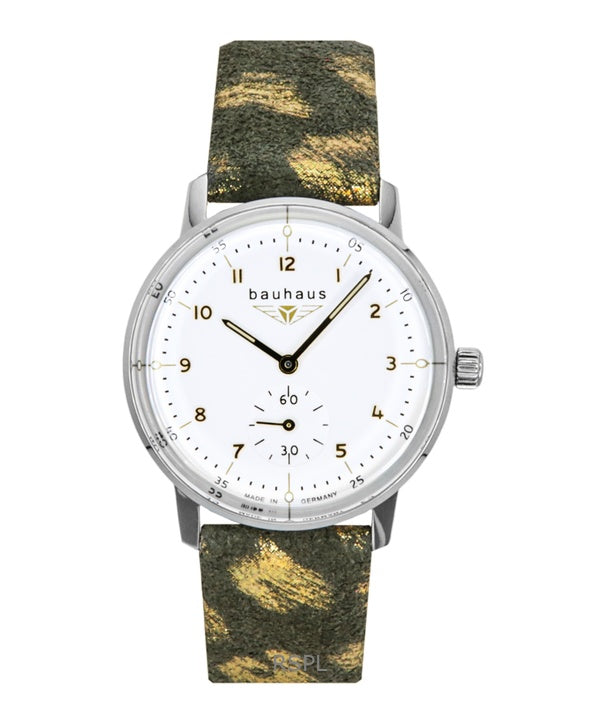 Orologio da donna Bauhaus Classic con cinturino in pelle e quadrante bianco al quarzo 20371