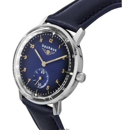 Orologio da donna Bauhaus con cinturino in pelle e quadrante blu scuro al quarzo 20373