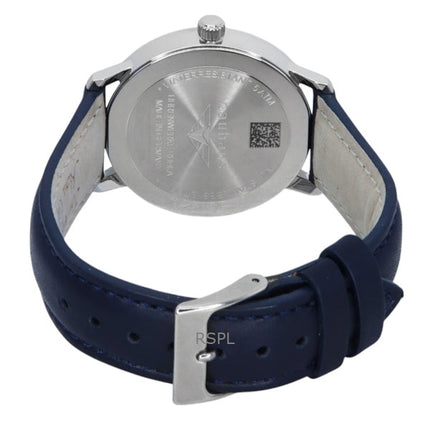 Orologio da donna Bauhaus con cinturino in pelle e quadrante blu scuro al quarzo 20373