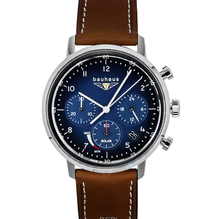 Orologio da donna Bauhaus Cronografo Solare con Cinturino in Pelle e Quadrante Blu 20863