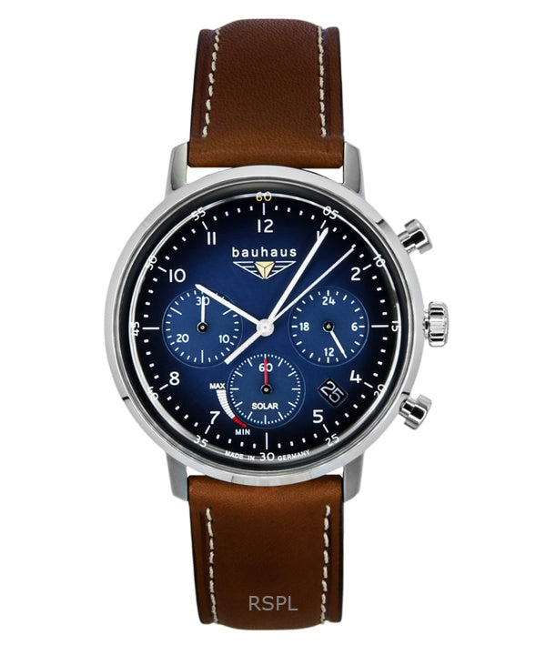 Orologio da donna Bauhaus Cronografo Solare con Cinturino in Pelle e Quadrante Blu 20863
