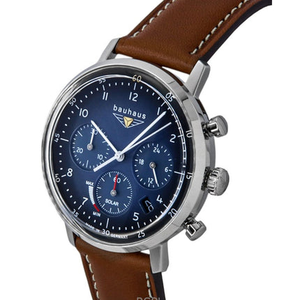 Orologio da donna Bauhaus Cronografo Solare con Cinturino in Pelle e Quadrante Blu 20863