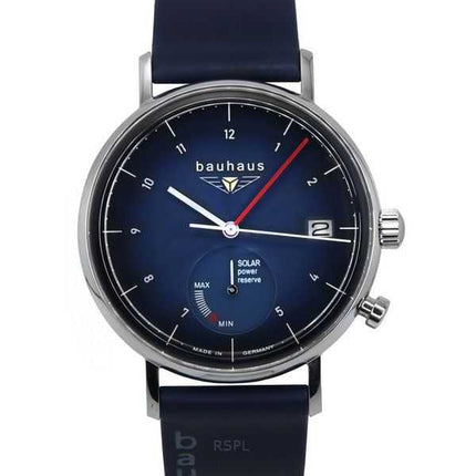 Orologio da uomo Bauhaus Classic Blue Leather Strap Dark Blue Dial Solar 21123
