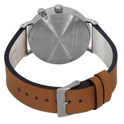 Orologio da uomo Bauhaus Classic con cinturino in pelle marrone e quadrante verde scuro Solar 21124