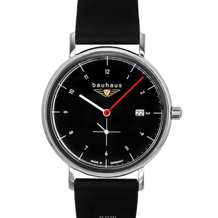 Orologio da uomo Bauhaus Classic con cinturino in pelle e quadrante nero al quarzo 21302