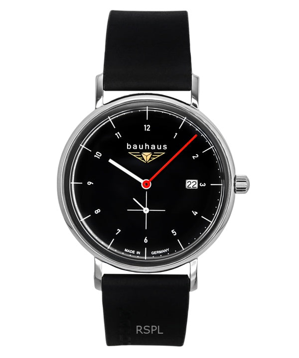 Orologio da uomo Bauhaus Classic con cinturino in pelle e quadrante nero al quarzo 21302