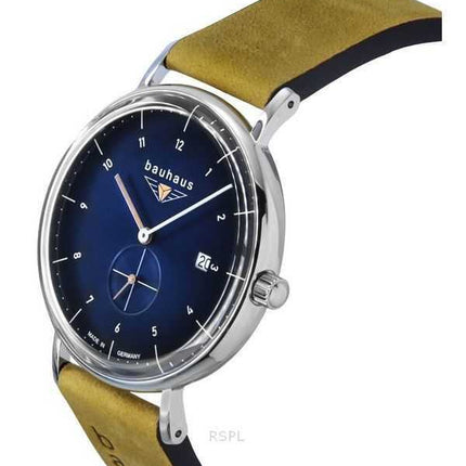 Orologio da uomo Bauhaus Classic con cinturino in pelle marrone e quadrante blu al quarzo 21303