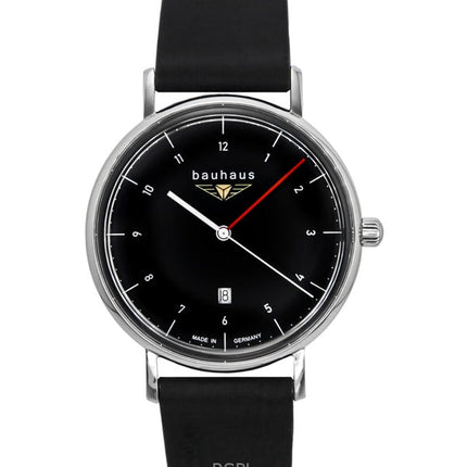 Orologio da uomo Bauhaus Classic con cinturino in pelle e quadrante nero al quarzo 21402