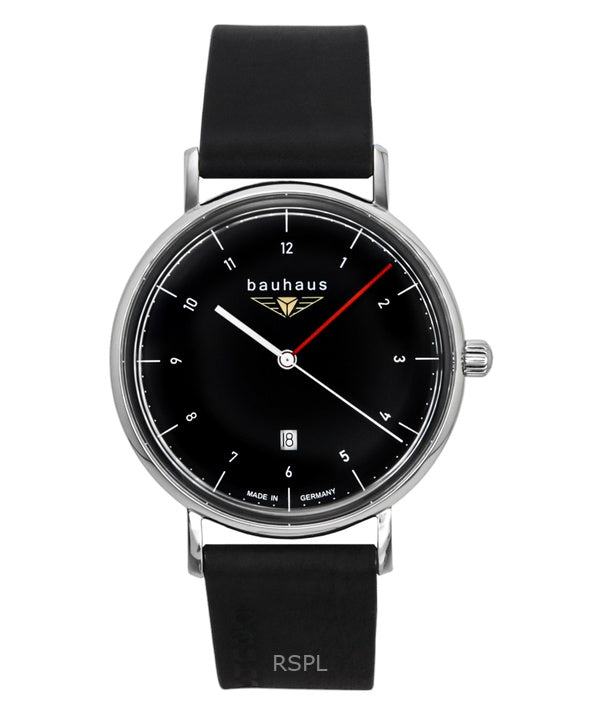 Orologio da uomo Bauhaus Classic con cinturino in pelle e quadrante nero al quarzo 21402