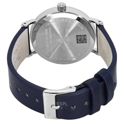 Orologio da donna Bauhaus Classic con cinturino in pelle e quadrante blu scuro al quarzo 21413