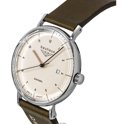 Orologio da uomo Bauhaus automatico con cinturino in pelle e quadrante beige 21521
