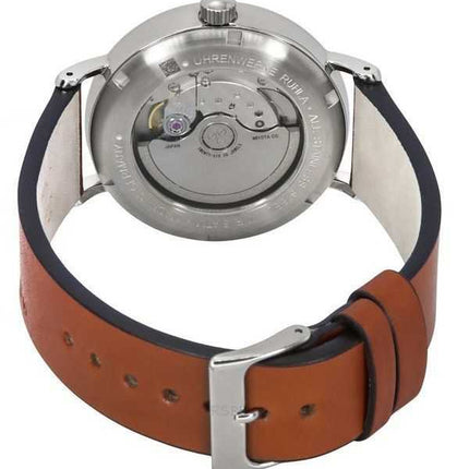 Orologio da uomo Bauhaus Classic con cinturino in pelle marrone e quadrante bianco automatico 21601