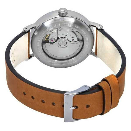 Orologio da uomo Bauhaus Classic con cinturino in pelle marrone e quadrante verde scuro automatico 21604