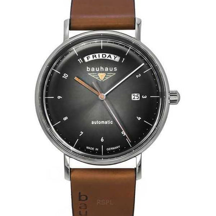 Orologio da uomo Bauhaus Classic con cinturino in pelle e quadrante antracite automatico 21622