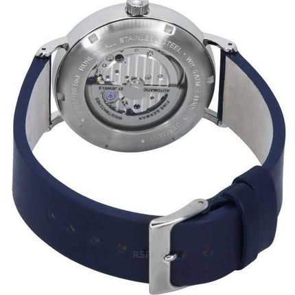 Orologio da uomo Bauhaus Classic Blue Leather Strap Dark Blue Open Heart Dial Automatic 21663