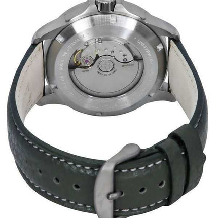 Bauhaus Aviation Green Cinturino in pelle Quadrante verde scuro Orologio automatico 28604 100M da uomo
