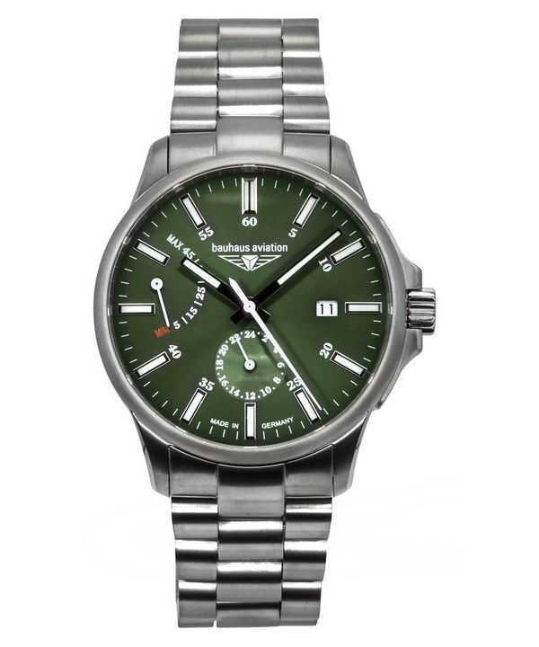 Orologio da uomo Bauhaus Aviation Titanium Dark Green Dial Automatic 2860M4 100M