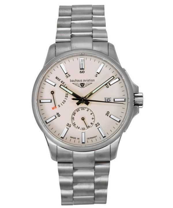 Orologio da uomo Bauhaus Aviation Titanium Full Luminous Beige Dial Automatic 2860M5 100M